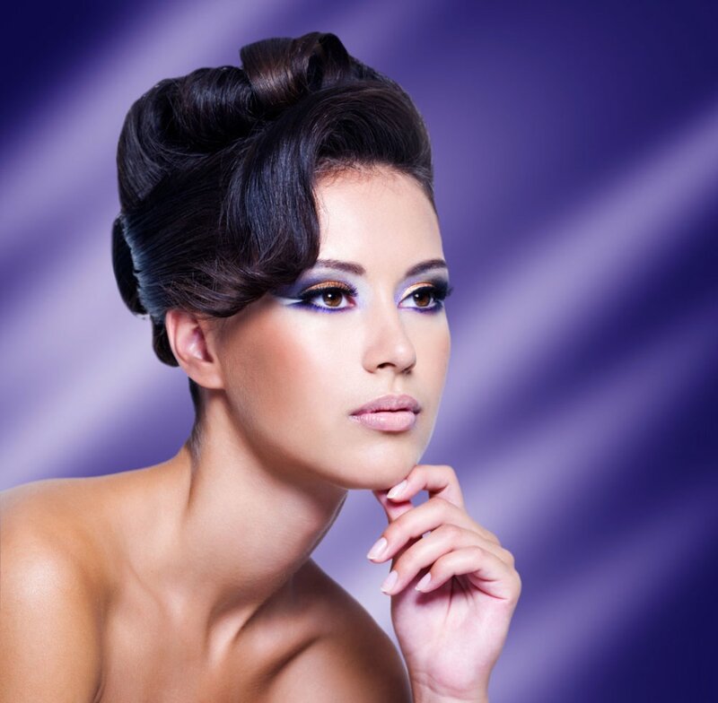 Woman with Styled Hair — Purple