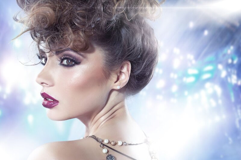 Woman with Styled Hair — White