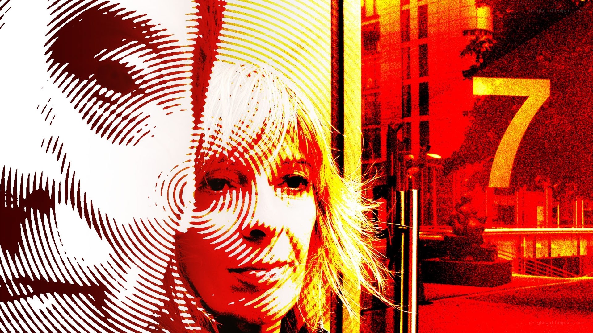 woman with stylized red and yellow filter