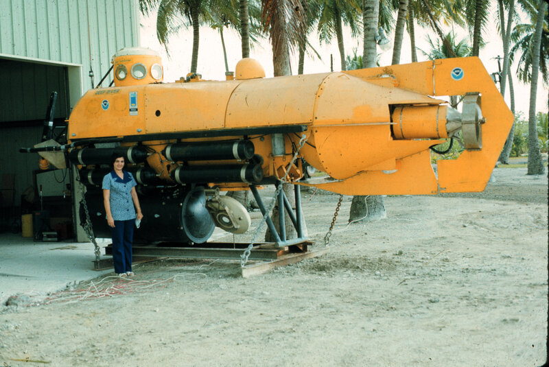 woman with submersible vehicle