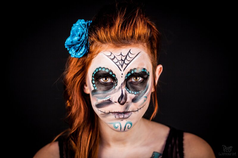 woman with sugar skull makeup