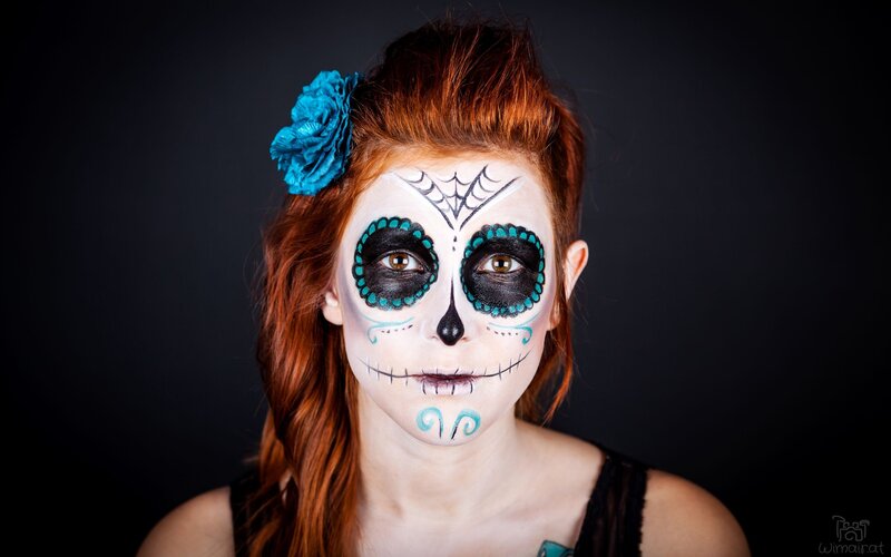 woman with sugar skull makeup