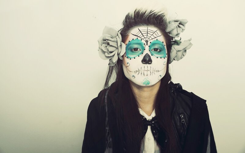 woman with sugar skull makeup