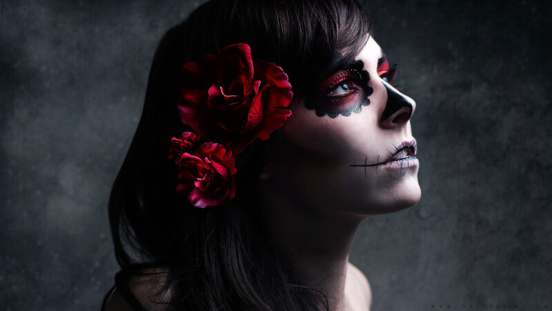woman with sugar skull makeup
