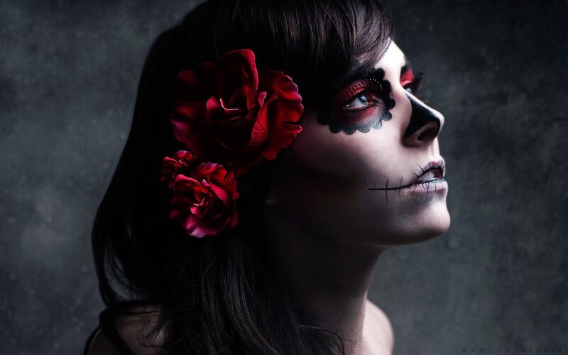 woman with sugar skull makeup