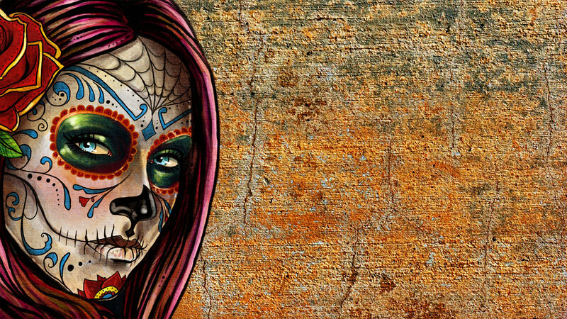 Woman with Sugar Skull Makeup — Orange, Dramatic