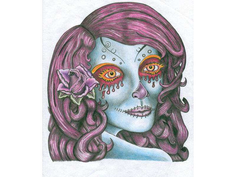 Woman with Sugar Skull Makeup — Purple