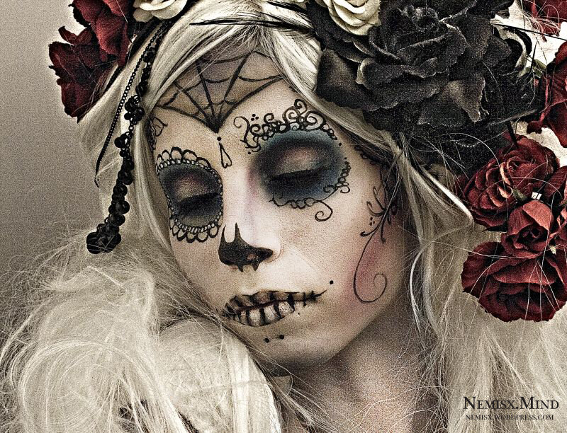 Woman with Sugar Skull Makeup — White, Dramatic