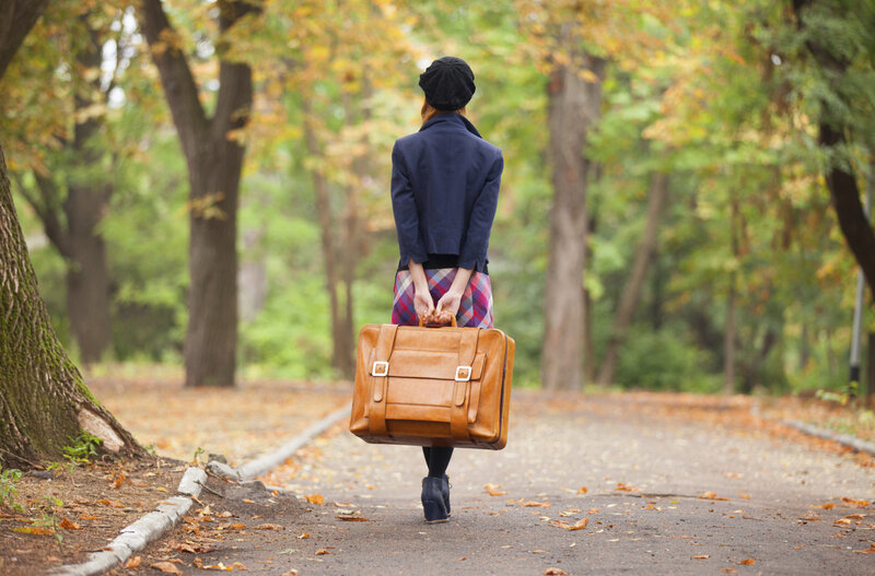 Woman with Suitcase — Brown