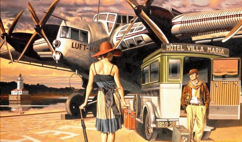 Woman with Suitcase — Orange