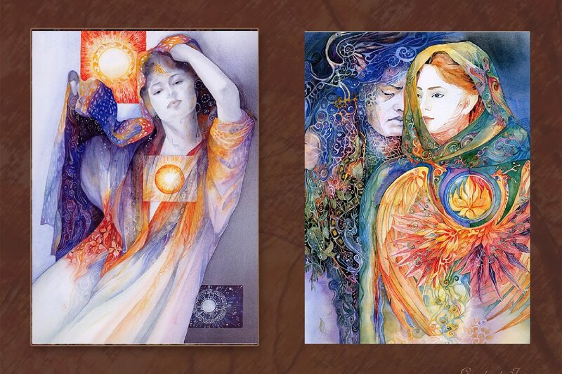 Woman with Sun Symbols — Blue