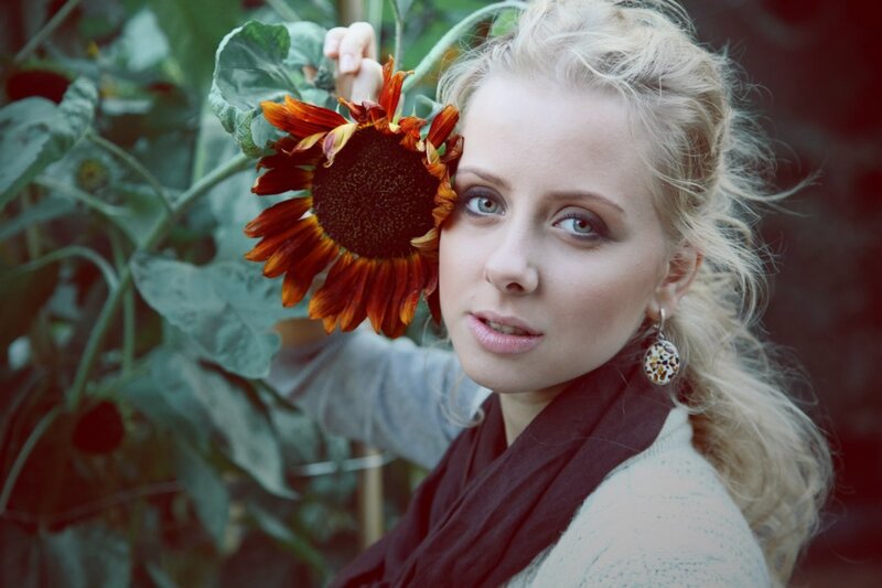 Woman with sunflower