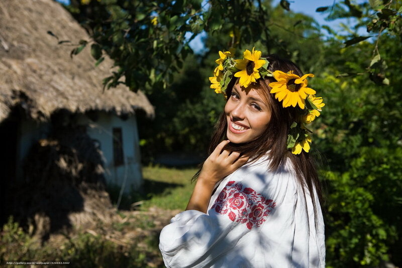 Woman with sunflower crown