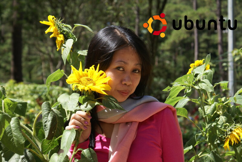 woman with sunflower in garden