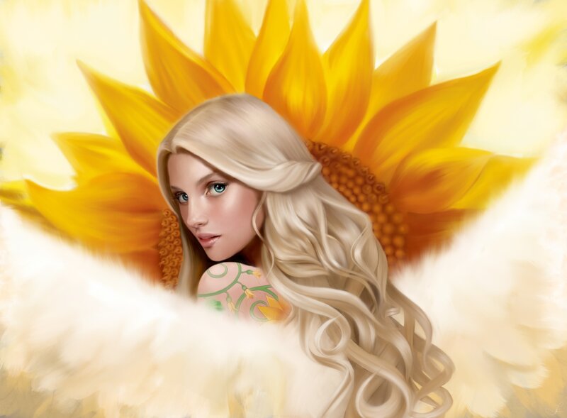Woman with Sunflower Wings — Yellow