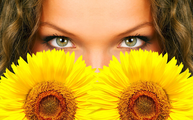 woman with sunflowers