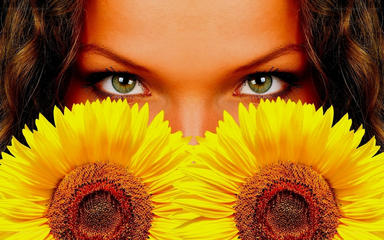 woman with sunflowers