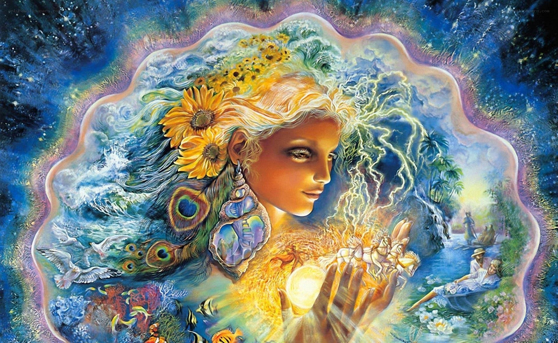 woman with sunflowers and nature