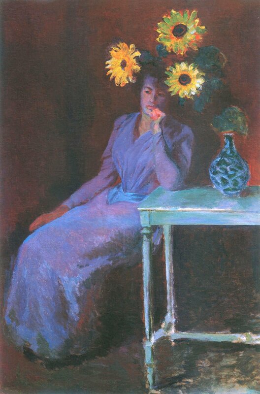 Woman with Sunflowers — Purple