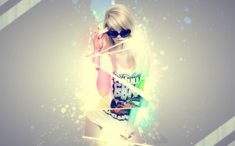 woman with sunglasses and paint splatter