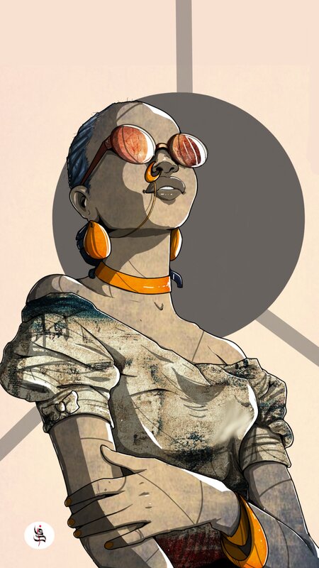 Woman with Sunglasses — Beige