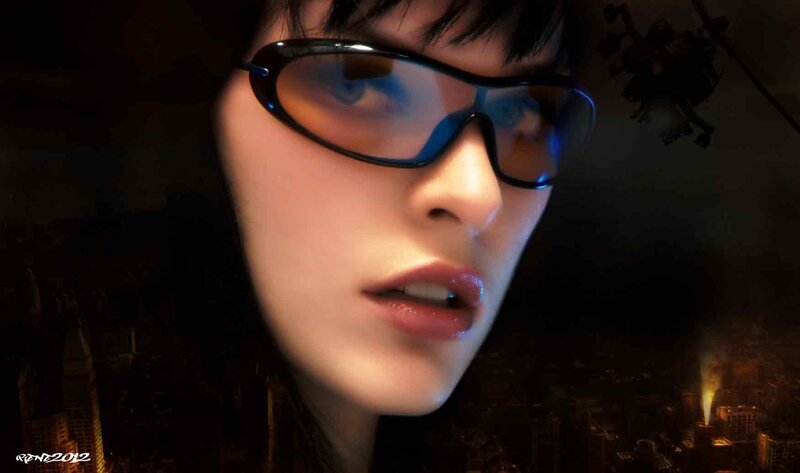 Woman with Sunglasses — Black, Dramatic, Night
