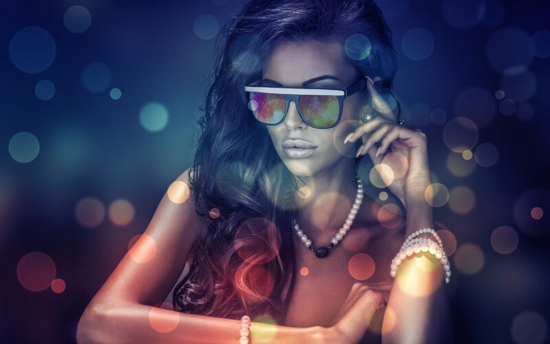 Woman with Sunglasses — Blue, Dramatic, Night