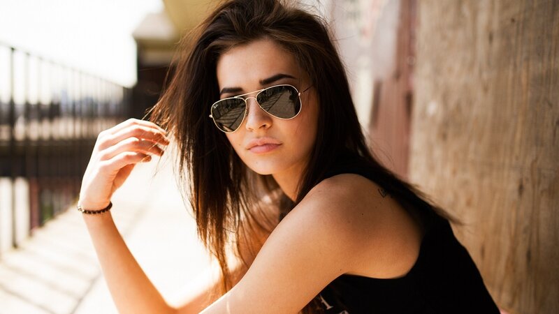 Woman with Sunglasses — Brown, Confident