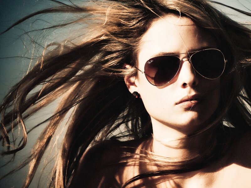 Woman with Sunglasses — Brown, Dramatic, Afternoon, Photograph, Hair
