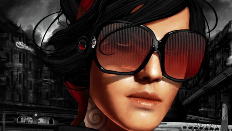 woman with sunglasses in city