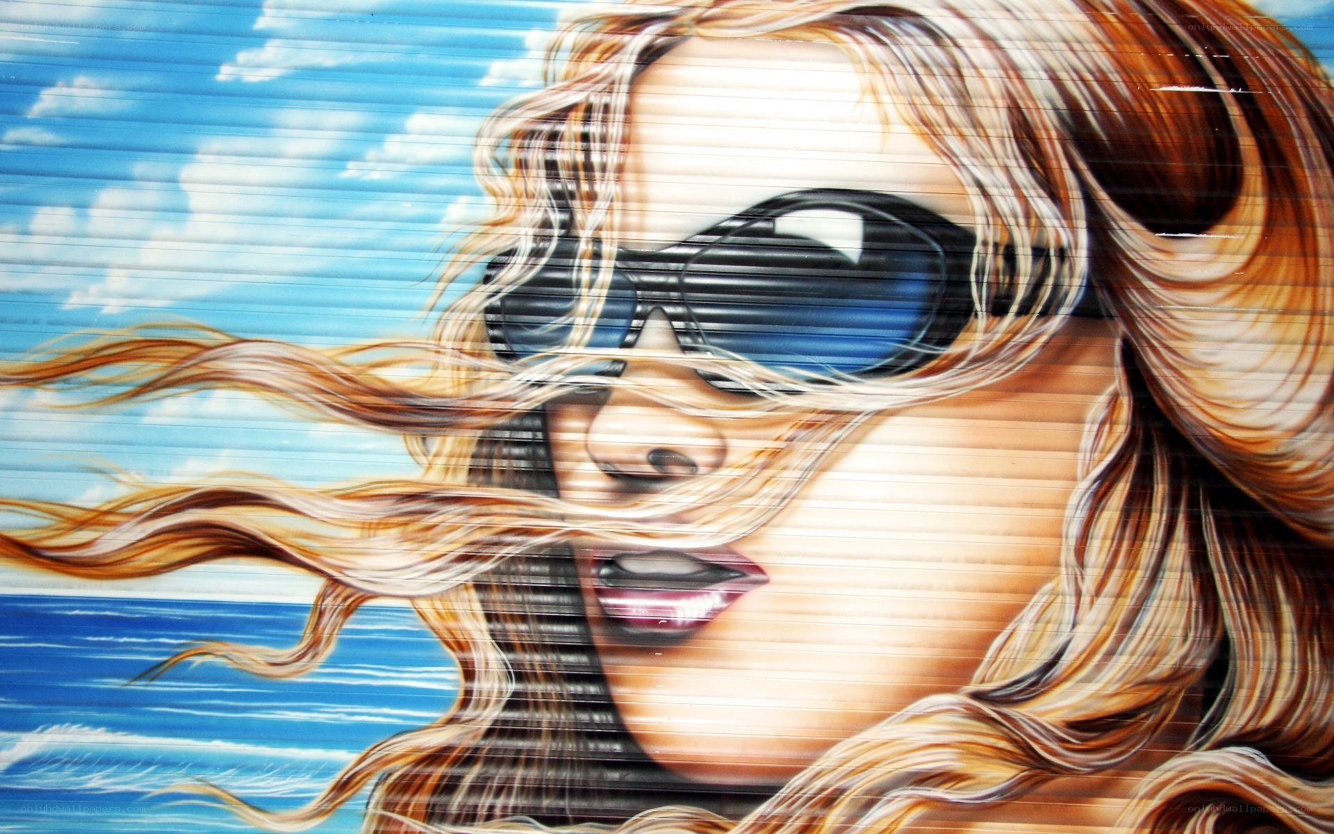 woman with sunglasses mural