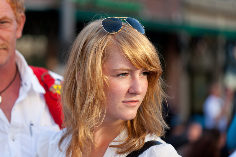 woman with sunglasses on head