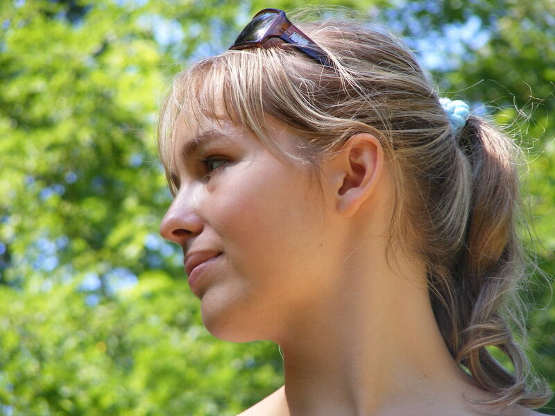 woman with sunglasses on head