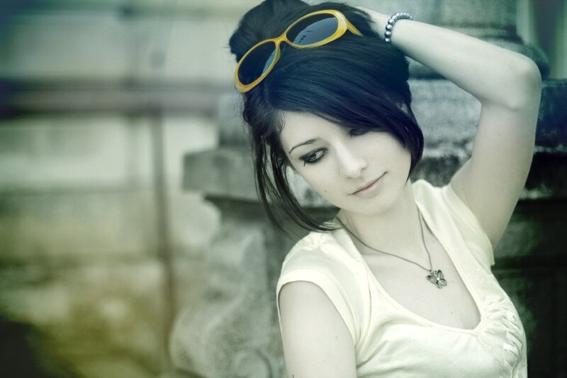 woman with sunglasses on head