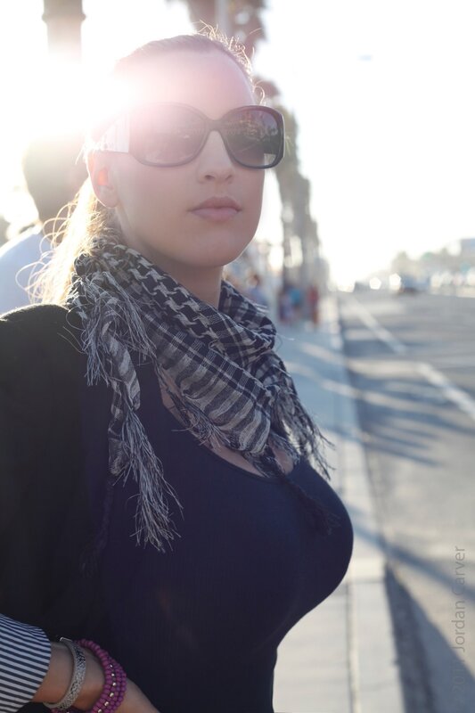woman with sunglasses on street
