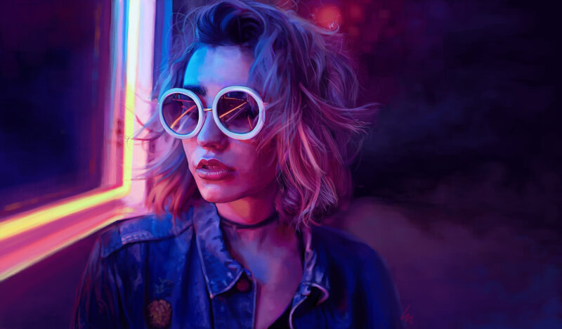 Woman with Sunglasses — Purple, Dramatic