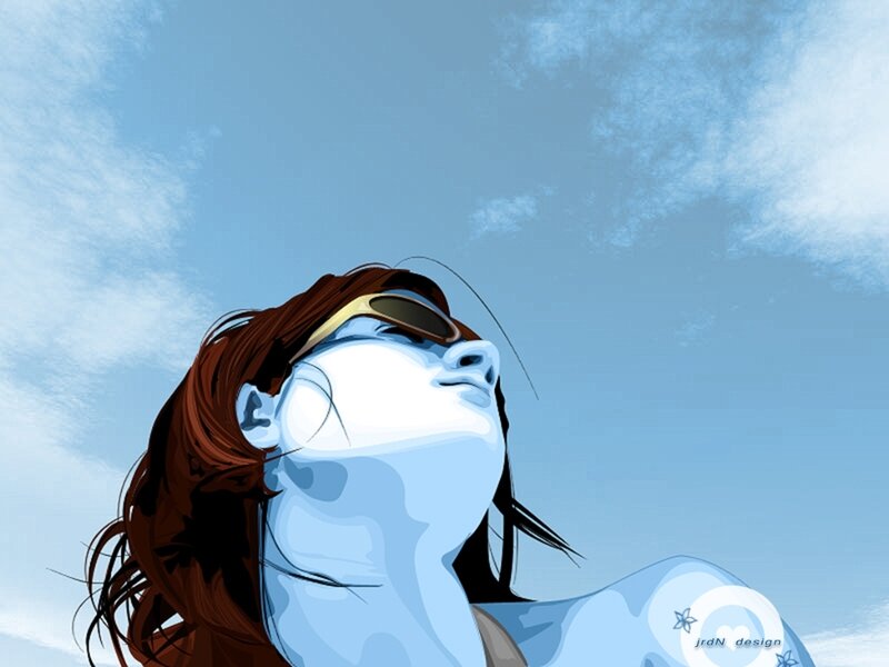woman with sunglasses under blue sky