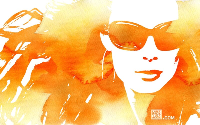 woman with sunglasses watercolor