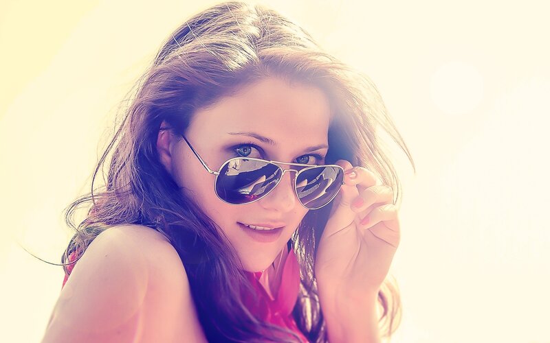 Woman with Sunglasses — White, Bright