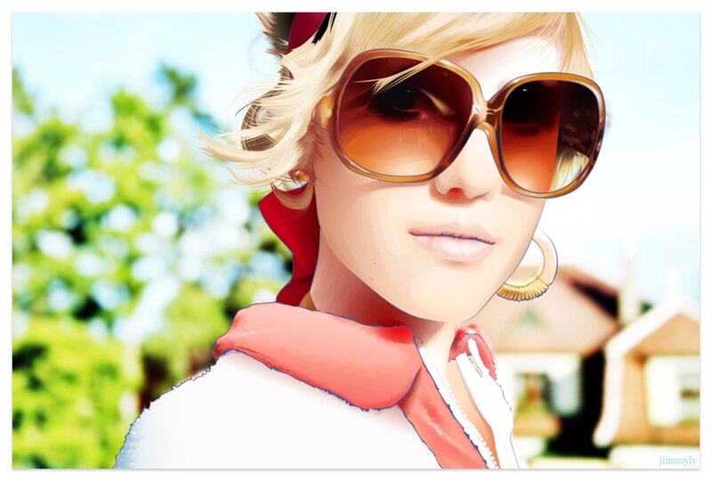 Woman with Sunglasses — White, Calm