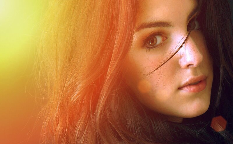 woman with sunlit hair