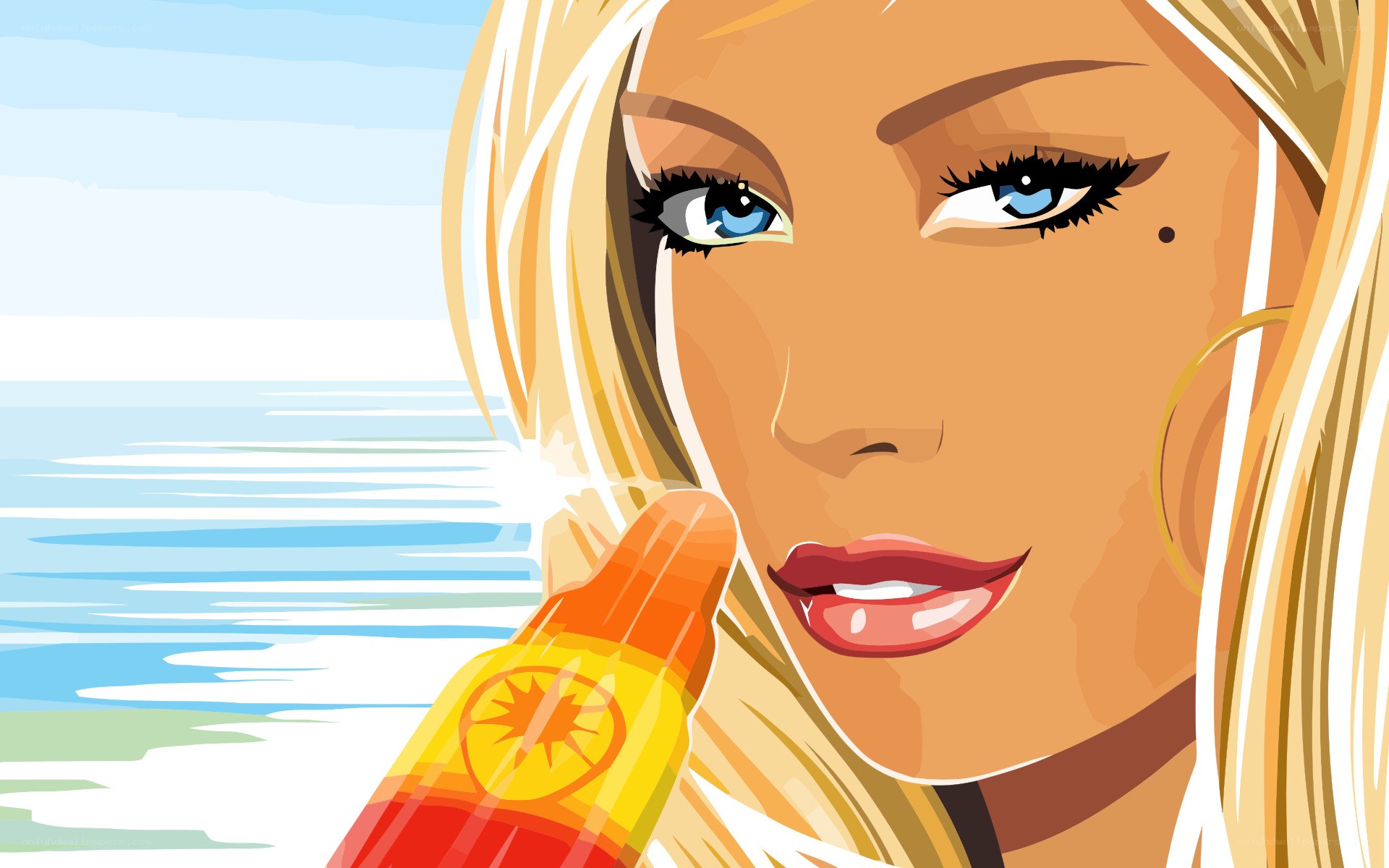 woman with sunscreen at beach