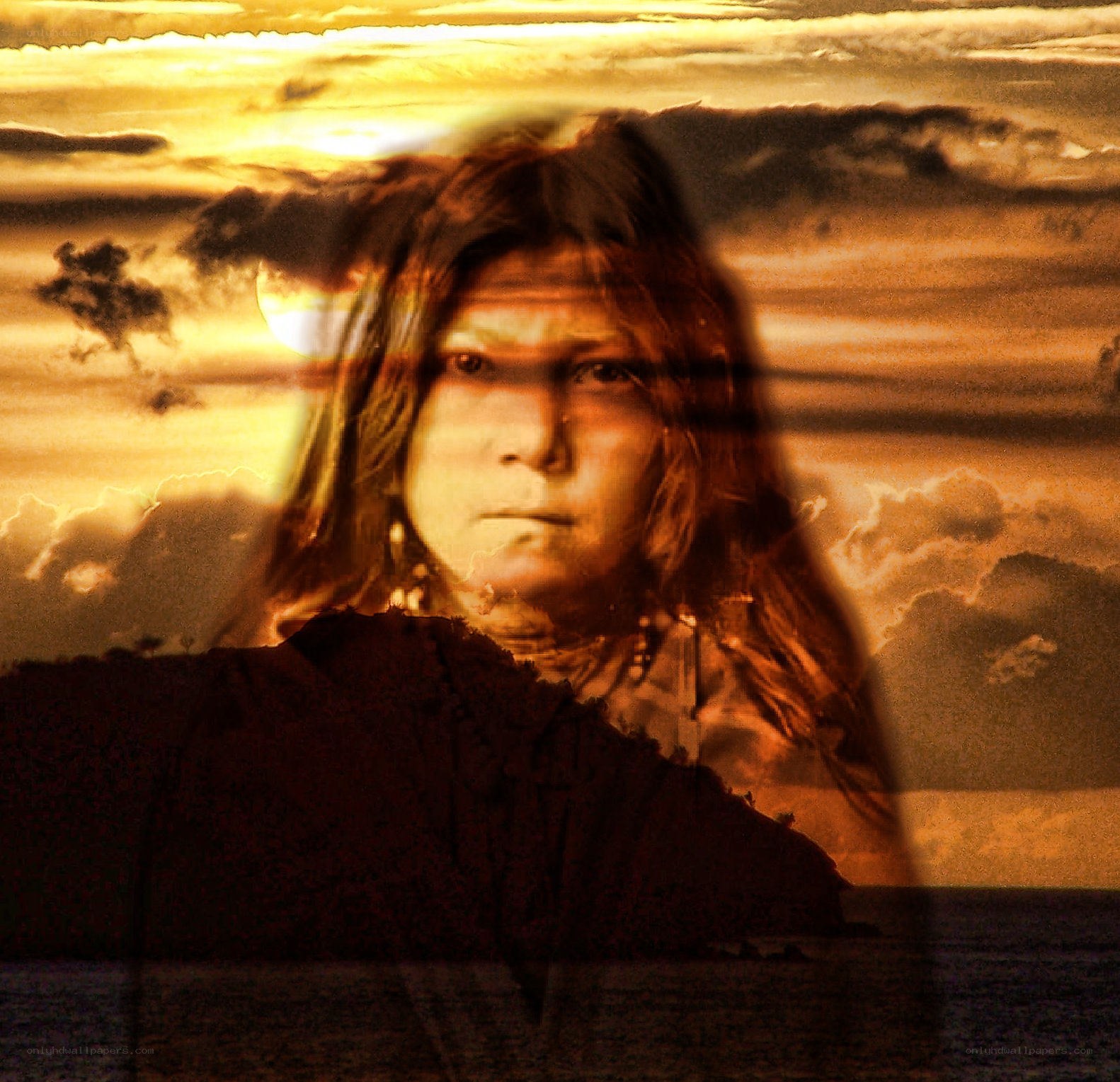woman with sunset background