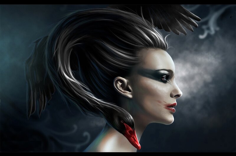 Woman with Swan Head — Black