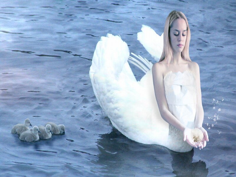 Woman with Swan Wings — Blue