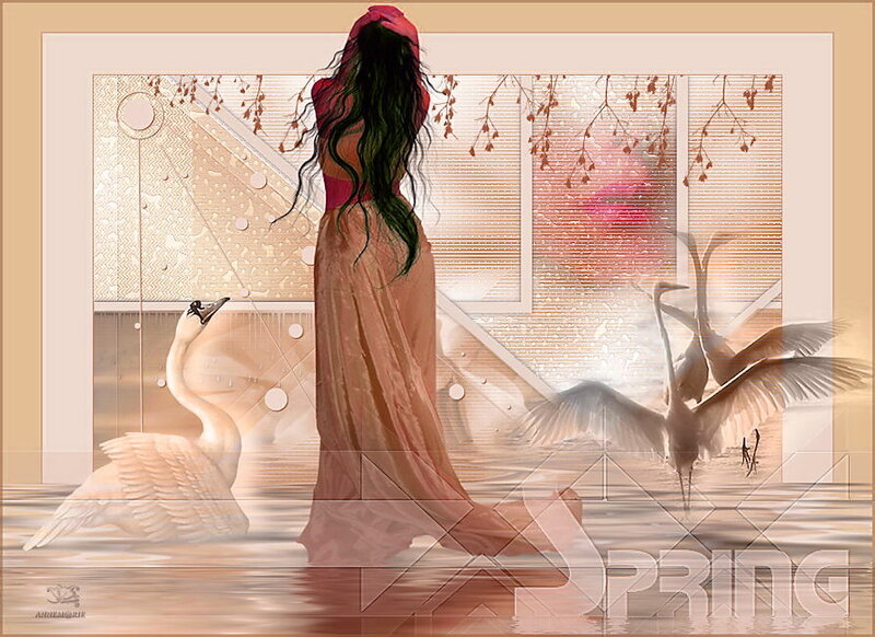 Woman with Swans — Beige