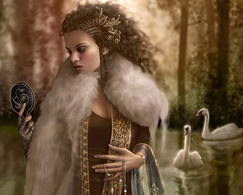 Woman with Swans — Brown