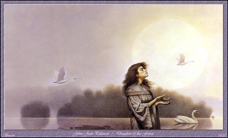 Woman with Swans — Purple