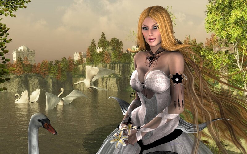 Woman with Swans