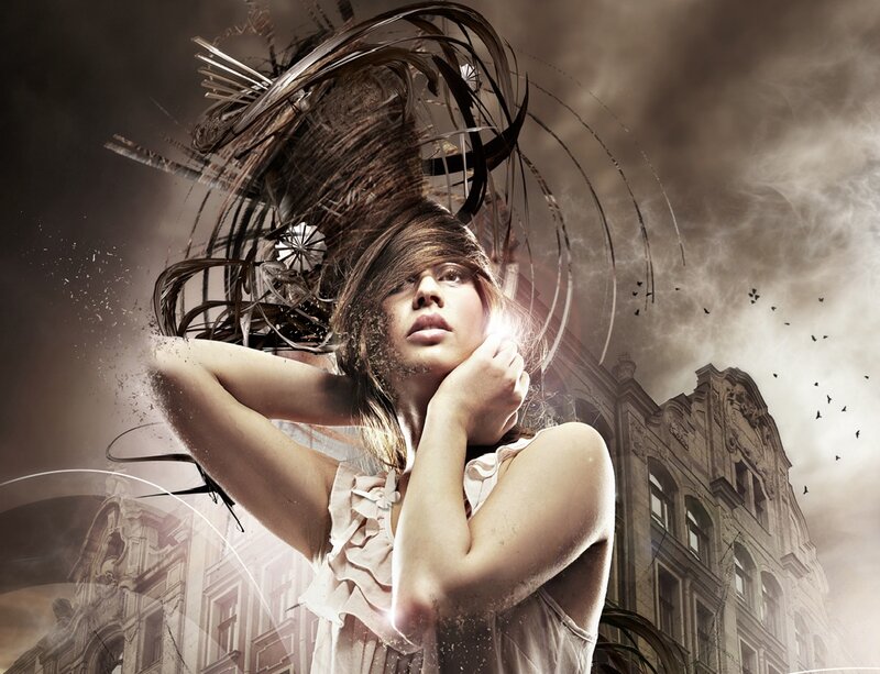 Woman with Swirling Hair
